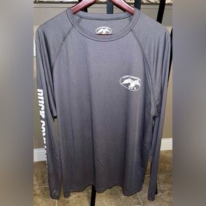 Men's Duck Commander Graphic Gray Performance Long Sleeve Shirt, Large L